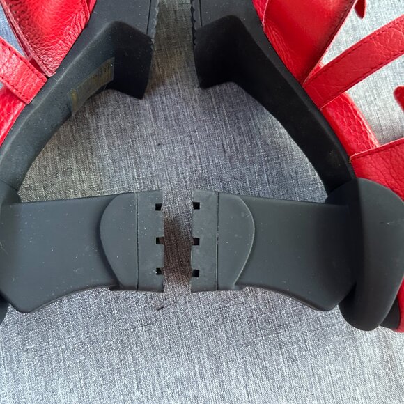 L'ARTISTE Shelly Red leather size 40/US 9 flower ankle strap shoes heels sandals - Picture 10 of 10